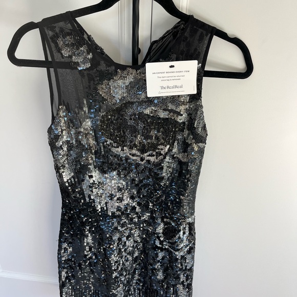 All Saints Crew Neck Mini Short dress (Size 2) black with sequins and zipper - Picture 4 of 5